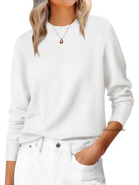 Sweaters - Women's Long Sleeve Crew Neck Lightweight Knit Sweater Top Casual